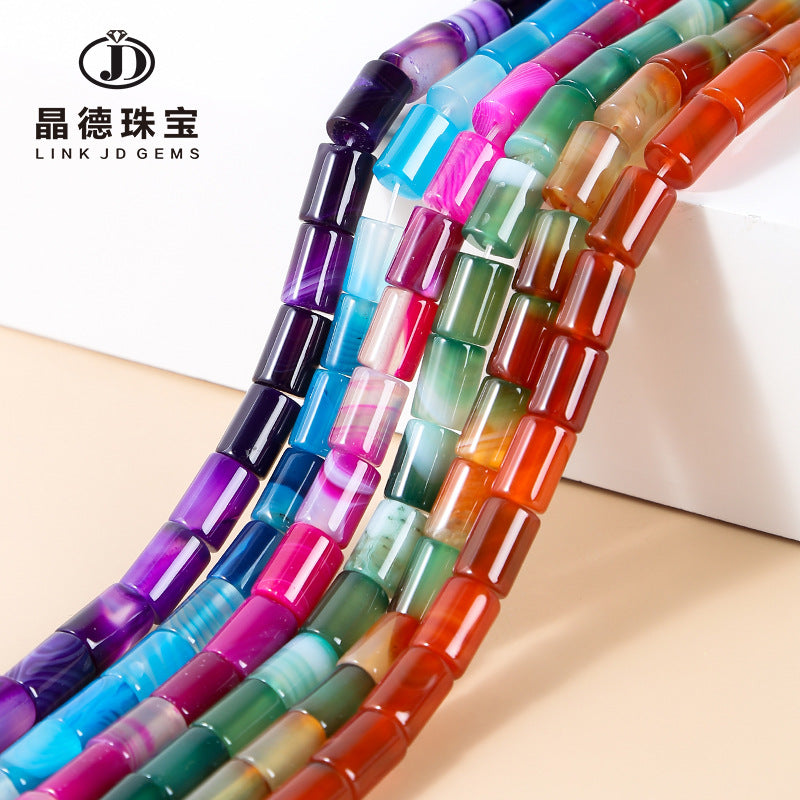 8 * 12Mm striped agate cylindrical tubular loose beads