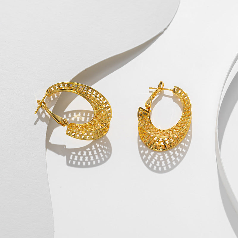 18K Gold Plated Hollow O-Shaped Earrings