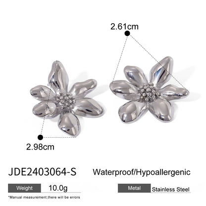 Women's titanium steel flower earrings