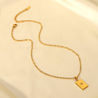 18K Rectangular Sun Pendant Necklace