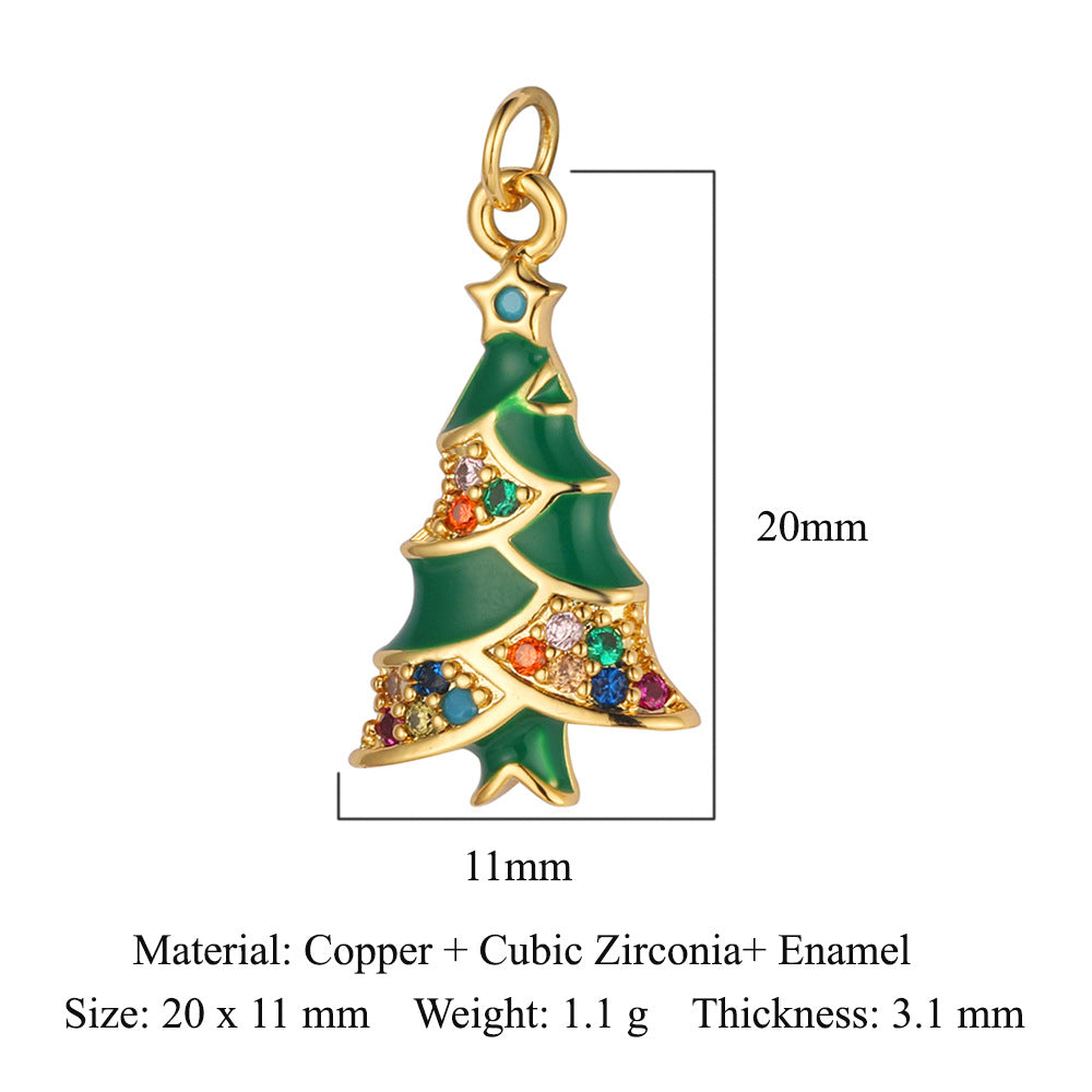 Christmas tree old man copper zircon pendant