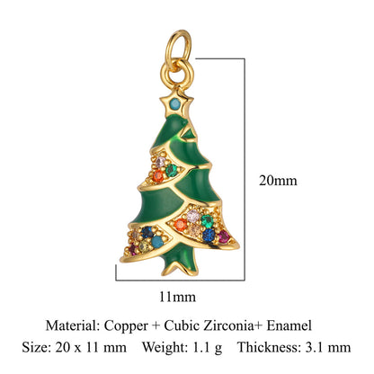 Christmas tree old man copper zircon pendant