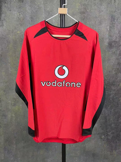 02-04 Red Devils Van Nistelrooy Beckham Ronaldo Retro Long Short Sleeve