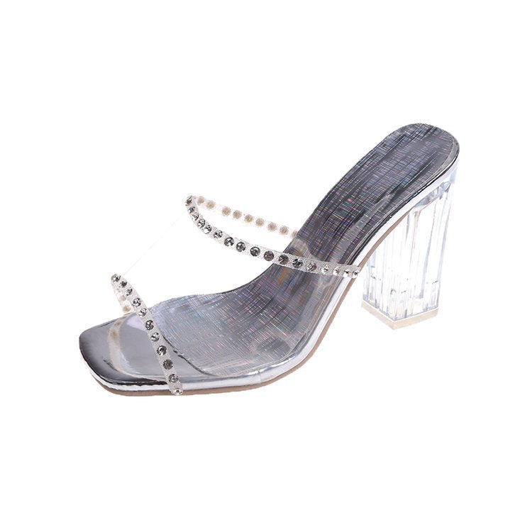 Transparent heel sandals woman