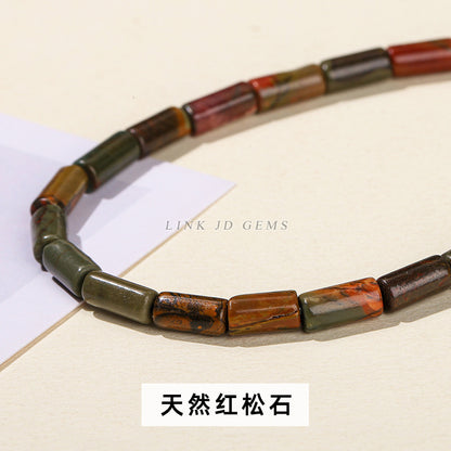 4 * 9 natural jade powder crystal round tube loose beads