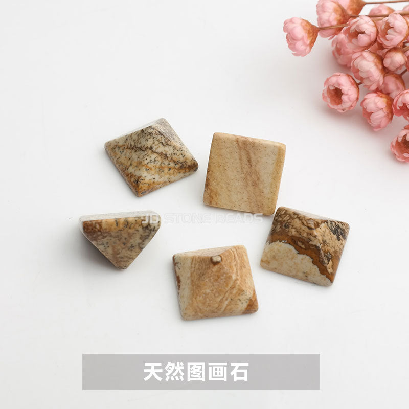 Natural stone crystal pyramid ring loose beads