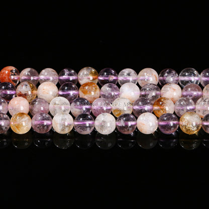 Natural Purple Yellow Asai Crystal Loose Bead Amethyst Bracelet