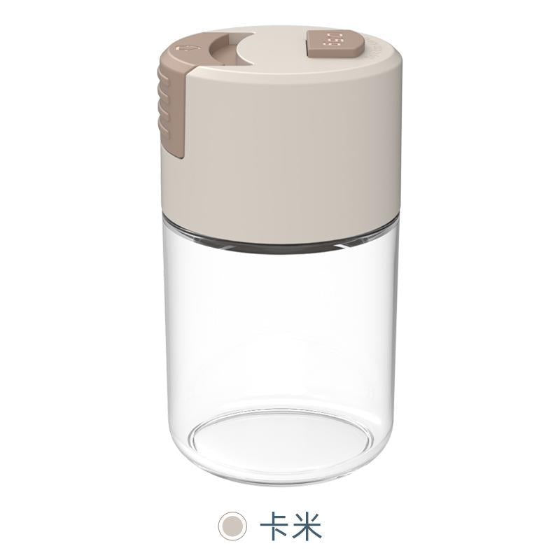 Press Salt Container, Measuring Salt Shaker, Glass Spice Jar