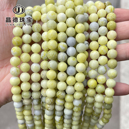 Natural spicy stone loose beads lemon jade round beads