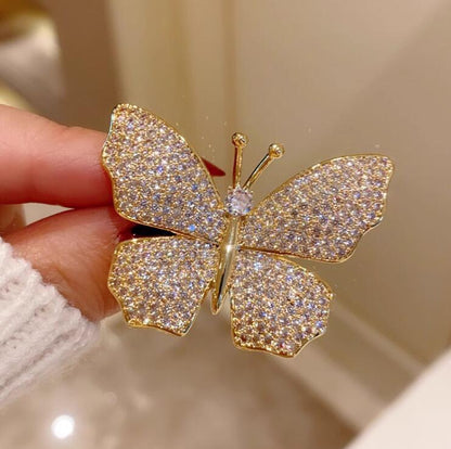 Delicate Butterfly Brooch Full of Diamonds