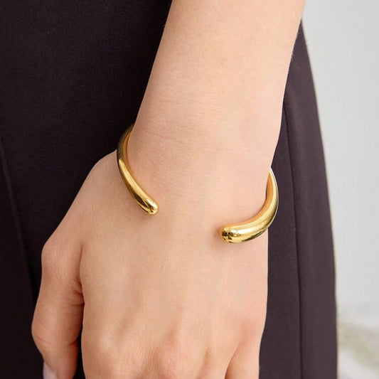 18k gold stainless steel open bracelet