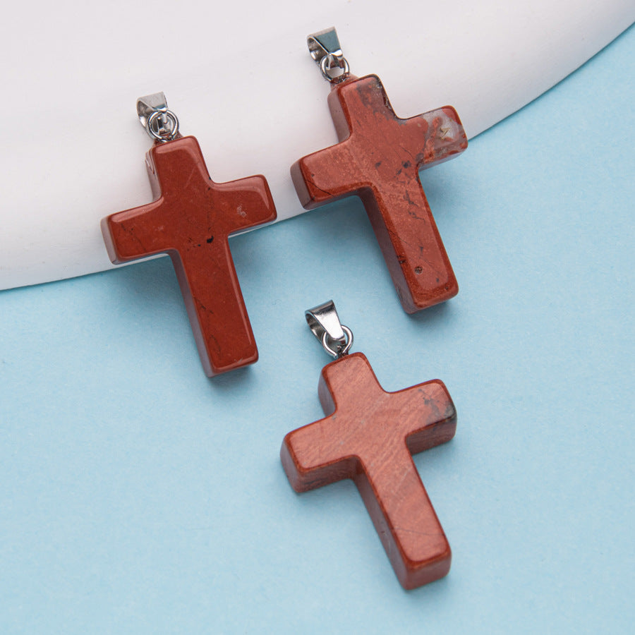 Natural Stone Cross Crystal Agate Pendant