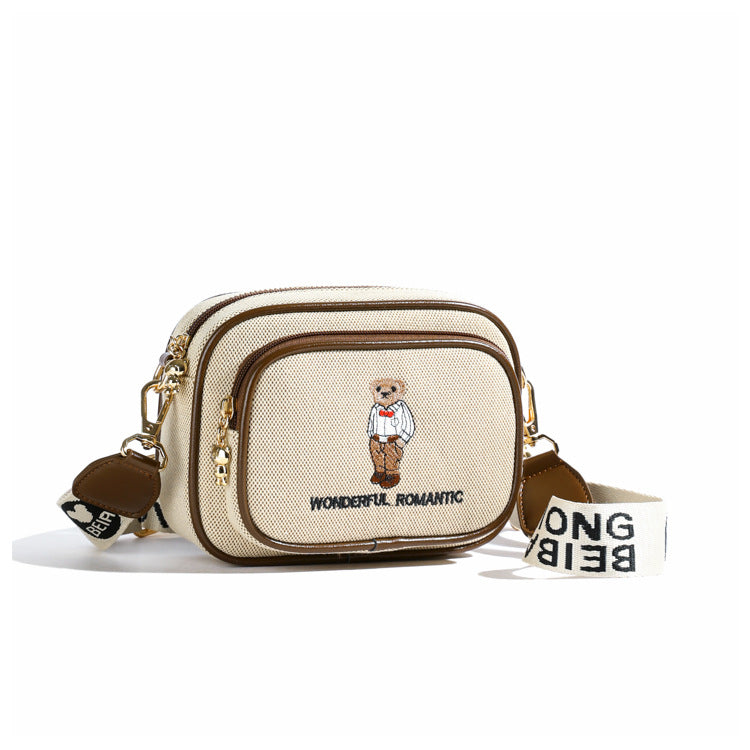 New cute trendy bear wide shoulder bag