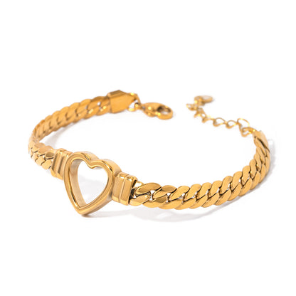 Heart Flat Snake Chain Bracelet