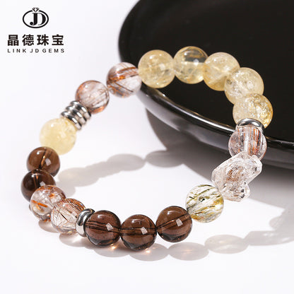 Natural Color Hair Crystal Citrine Mixed String Bracelet