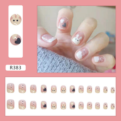 Wearable Blush Short Removable Nail Stickers