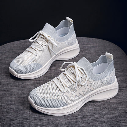 Women's mesh breathable casual white shoes