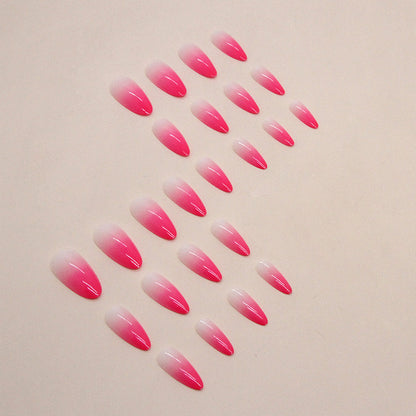 Barbie Pink Gradient Almond Fake Nails