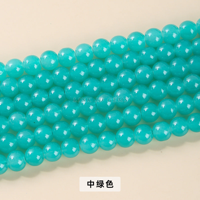 Imitation jade glass round beads loose beads