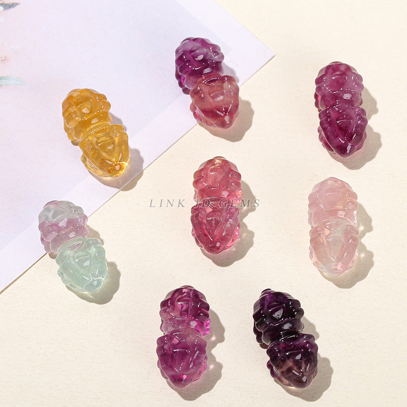 Natural color fluorite diamond pestle accessories crystal engraved pendant