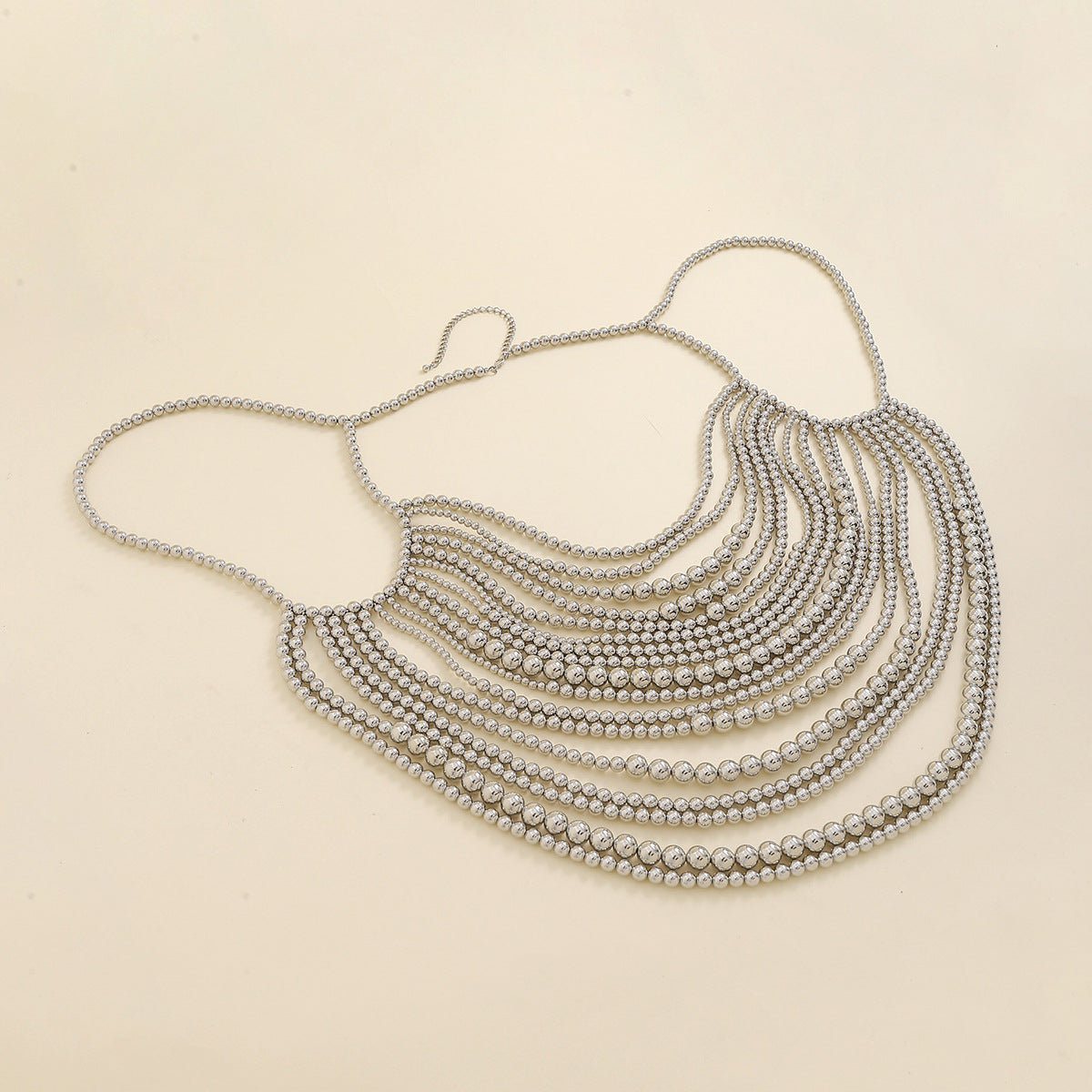 Woven pearl stacked body chain