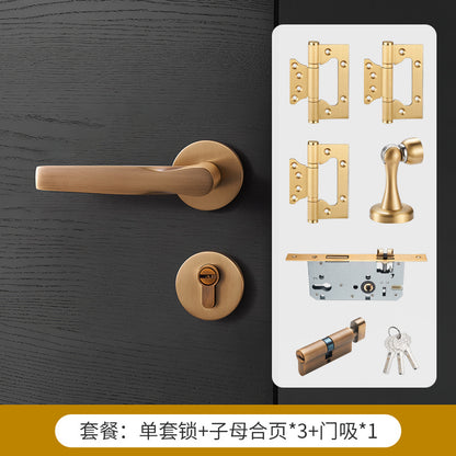 Gold mechanical door lock handle lock