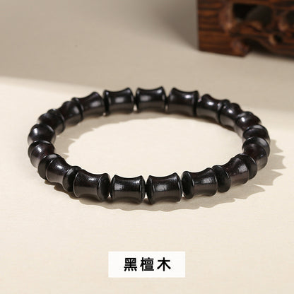 Golden silk sandalwood bamboo bead single ring bracelet