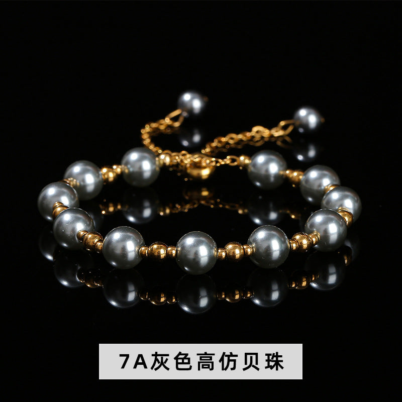 7A bead round bead bracelet stainless steel beads