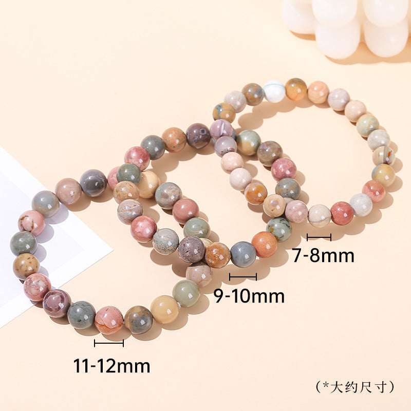 Natural oil painting Alxa agate round bead bracelet.