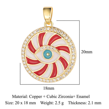 3 pcs/bag, Blessed Virgin Sun Eye Copper Zircon Pendant.