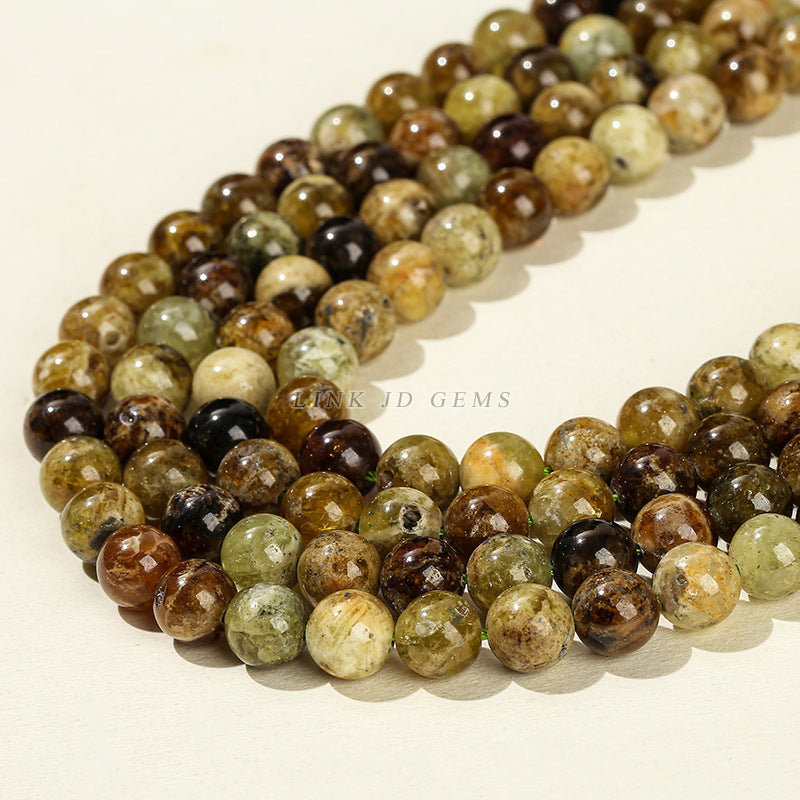 Natural green garnet loose beads saffron round beads