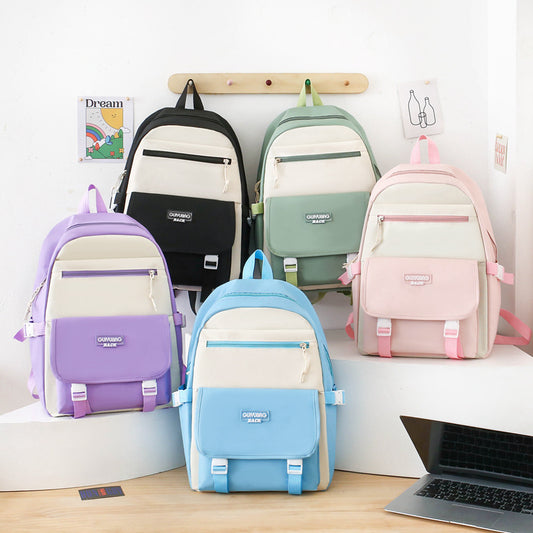 Colorblock Large Capacity Backpack for High School Students