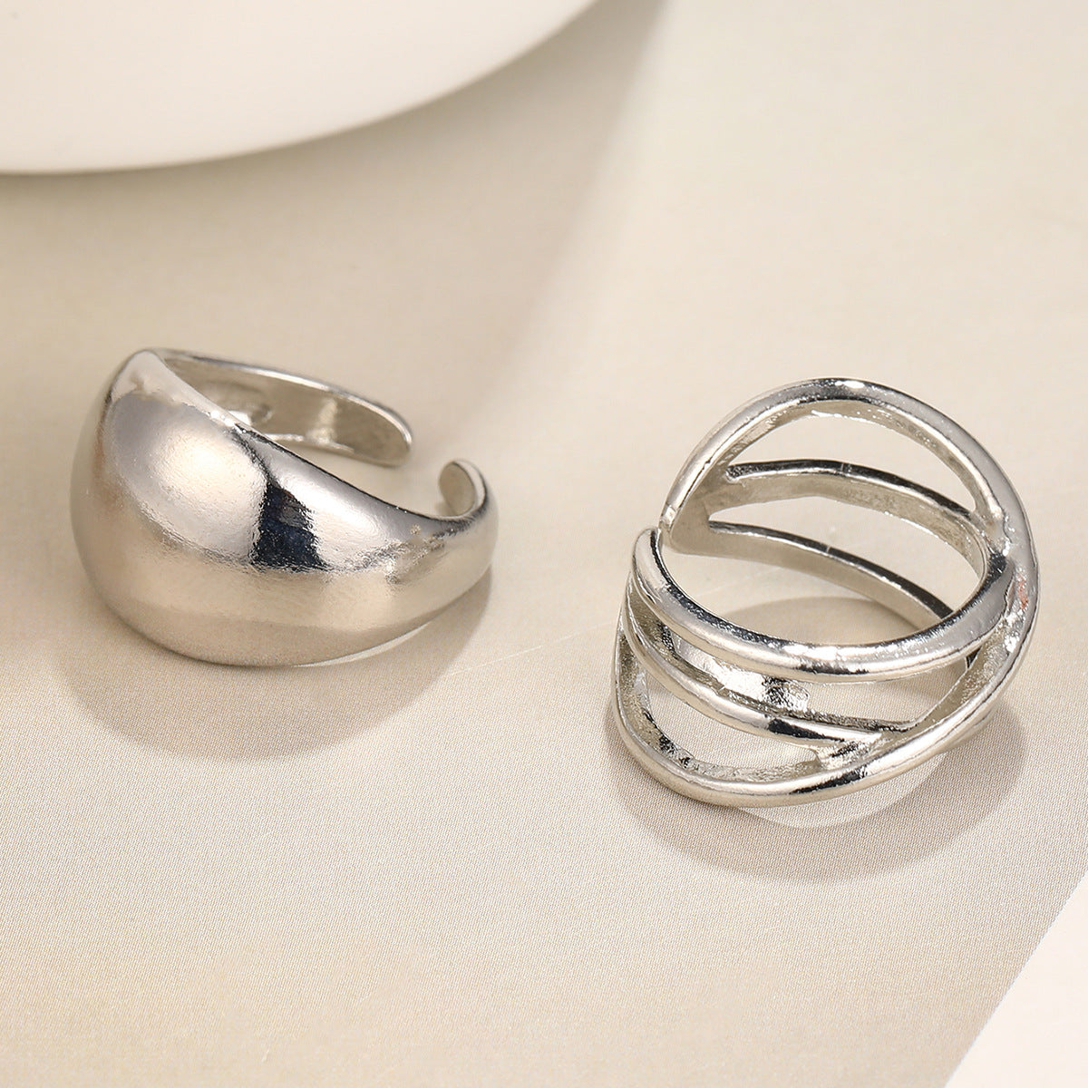 Cross-Twist Metal Open Ring Set