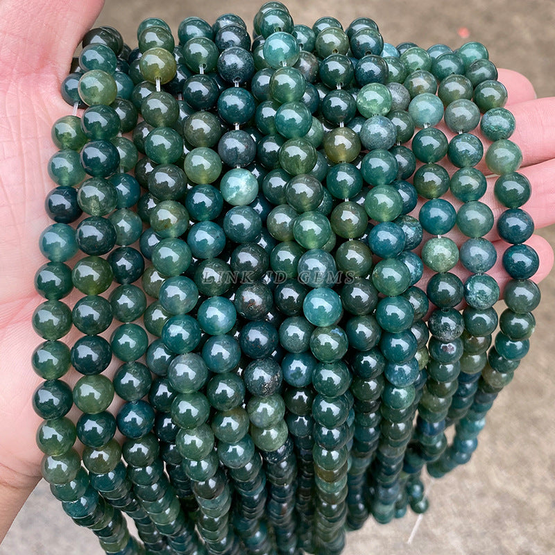 Pulsera de cuentas redondas de ágata verde con cuentas sueltas de ágata natural 5A 