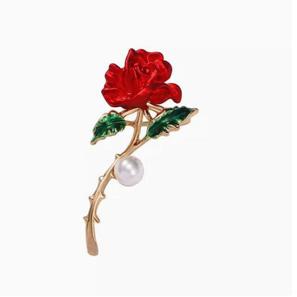 fashion Red rose brooch