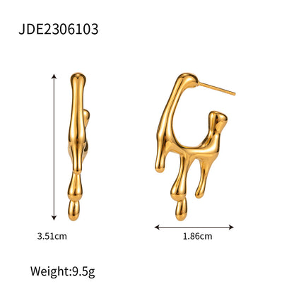 18k gold stainless steel liquid earrings