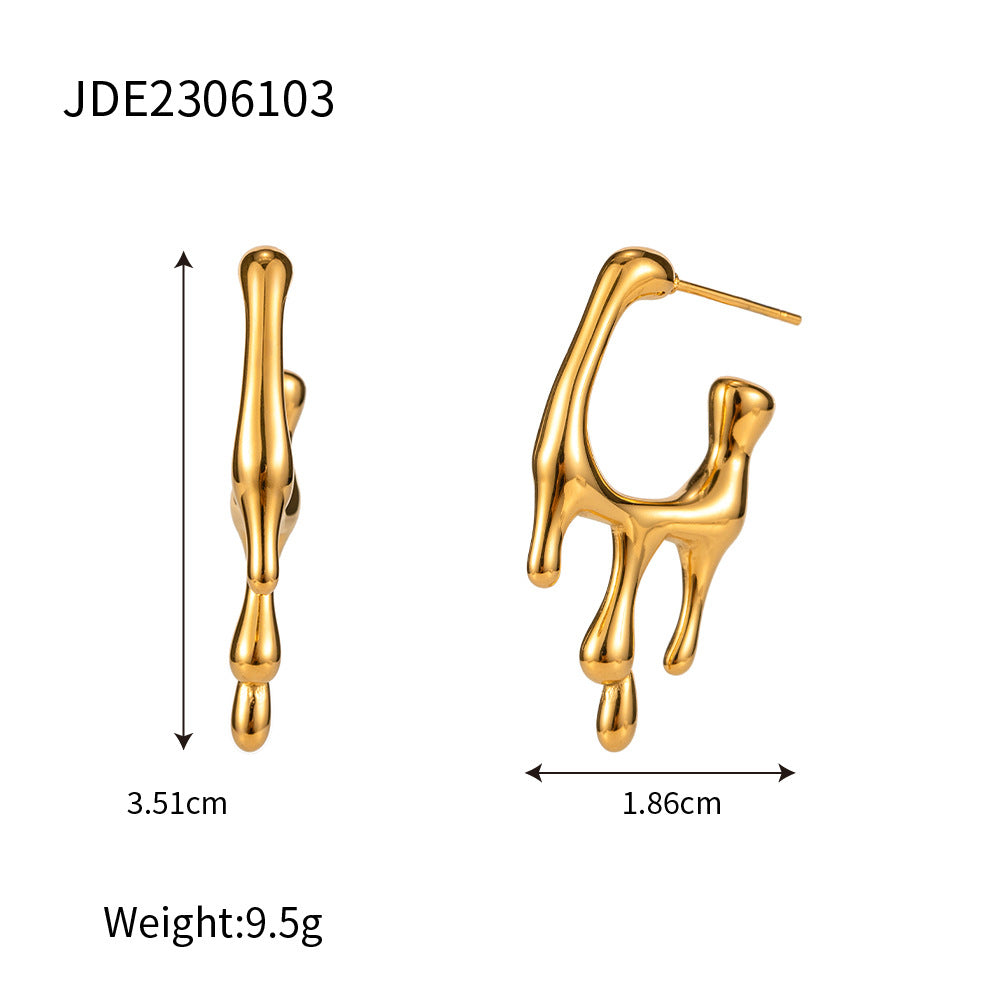 18k gold stainless steel liquid earrings