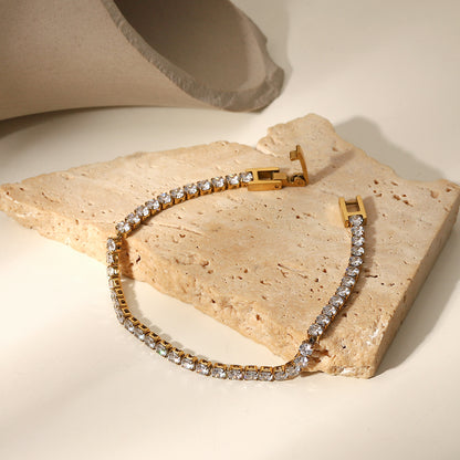 14K gold bracelet inlaid with zircon