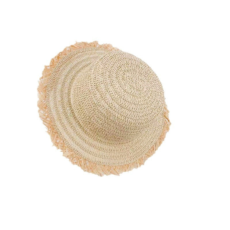 Raffia Straw Flat Brim Sun Hat