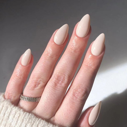 Nude Short Almond Fake Nails 30 Pieces