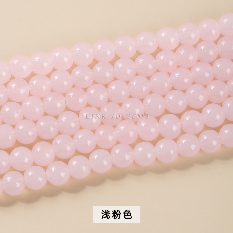 Imitation jade glass round beads loose beads