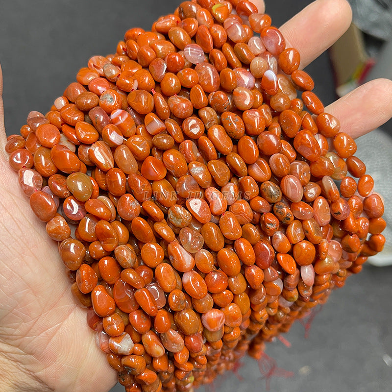 6-8M natural Nanhong agate irregular loose beads