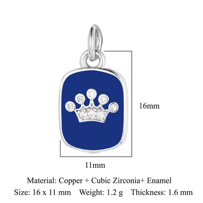 Dripping oil crown moon tag copper zircon pendant