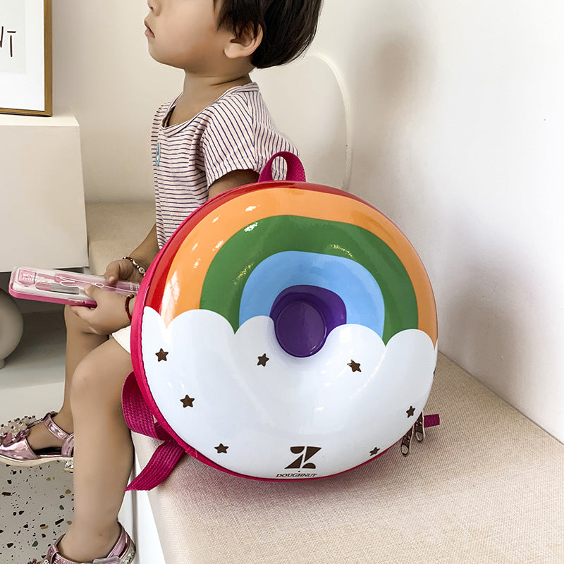 Donut eggshell bag kindergarten baby rainbow school bag