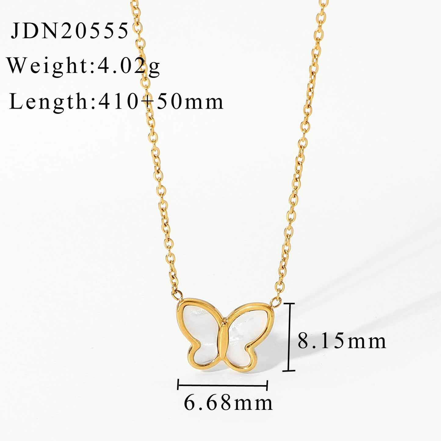 White Shell Butterfly Gold Chain Necklace