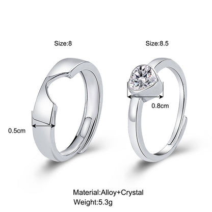 New heart-shaped couple rings for men and women