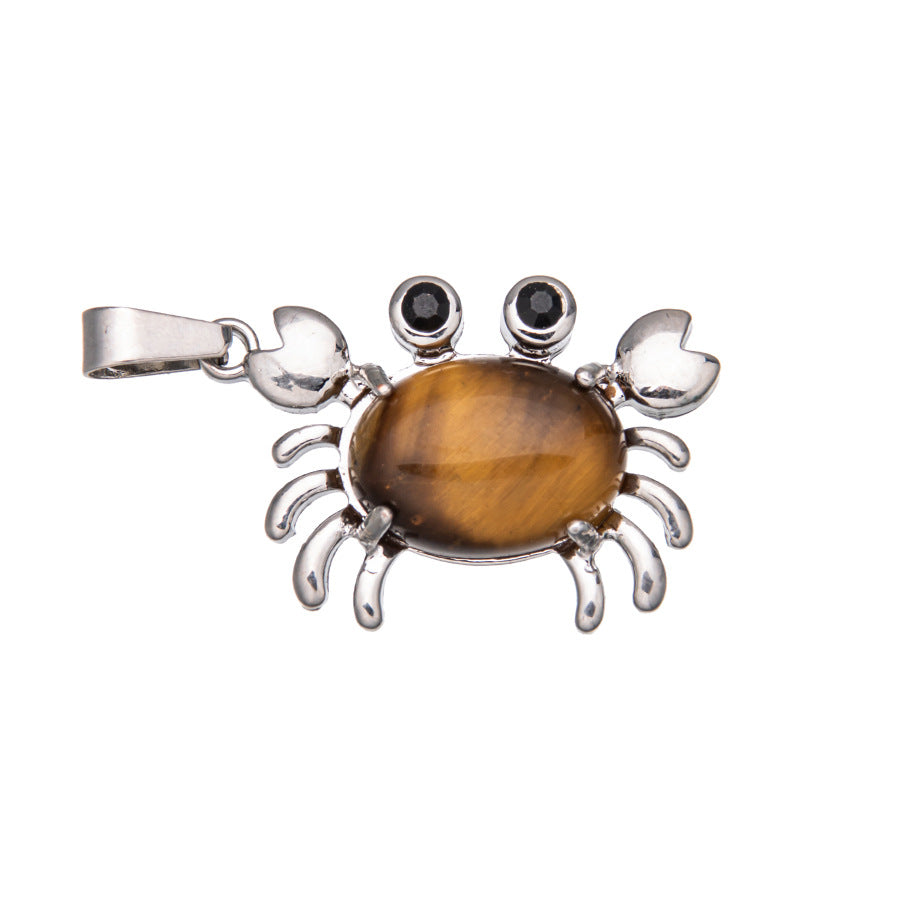 Crab Agate Oval Crystal Pendant