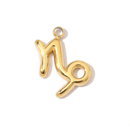 Twelve constellations 18K gold titanium steel pendant