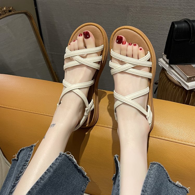 Elastic flat-soled soft-soled sandals