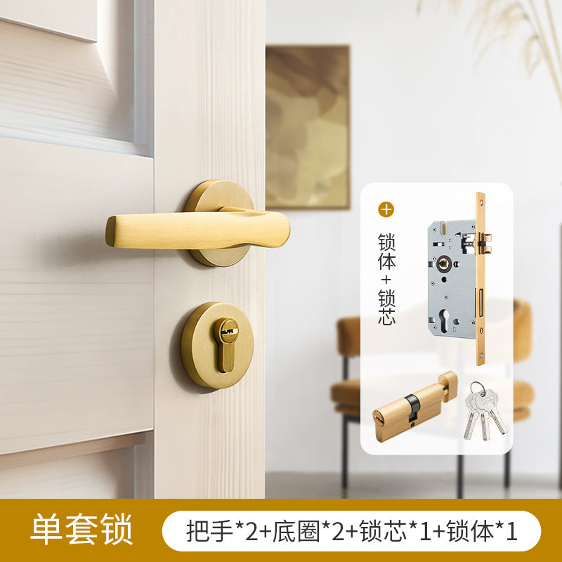 Gold mechanical door lock handle lock